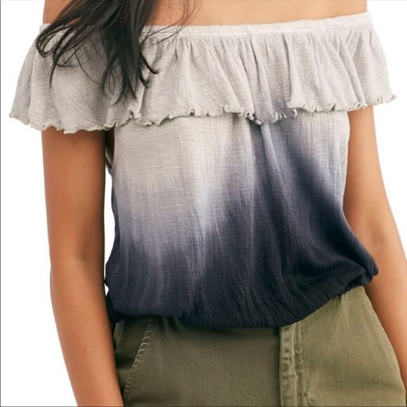 FREE PEOPLE | Cora Lee Off the Shoulder Ombré Ruffle Peasant Top Women’s Size M - Picture 1 of 8